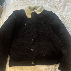 Men's Black Sherpa-Lined Jacket